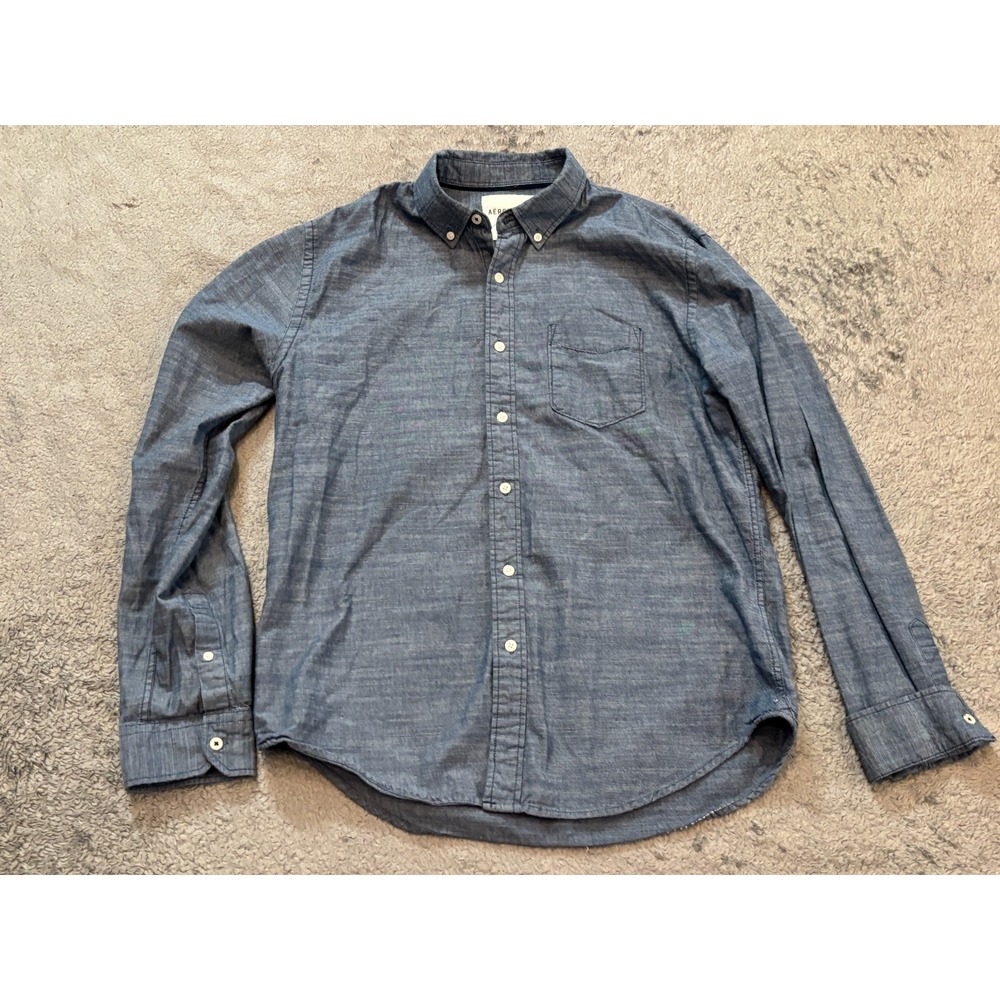 Aeropostale Shirt Mens Medium Chambray Blue Denim Lightweight Button Long Sleeve